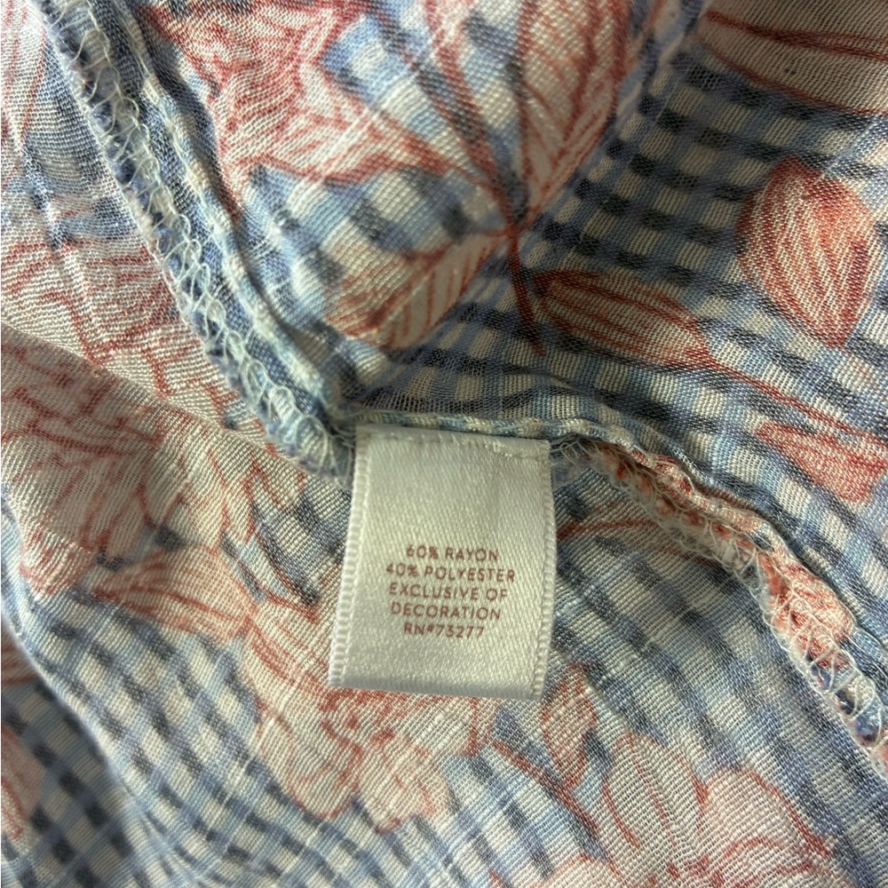 LC Lauren Conrad Blue and Pink Floral Peasant Blouse - Picture 7 of 7